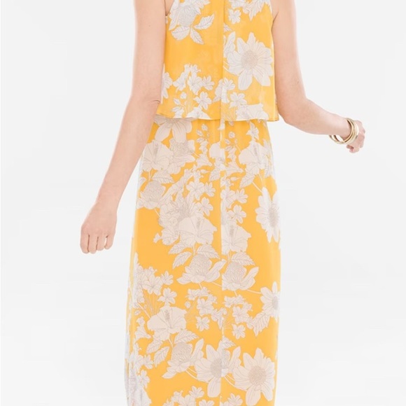 Chico's Floral Overlay Maxi Dress yellow NWT 16/XL - Picture 2 of 10